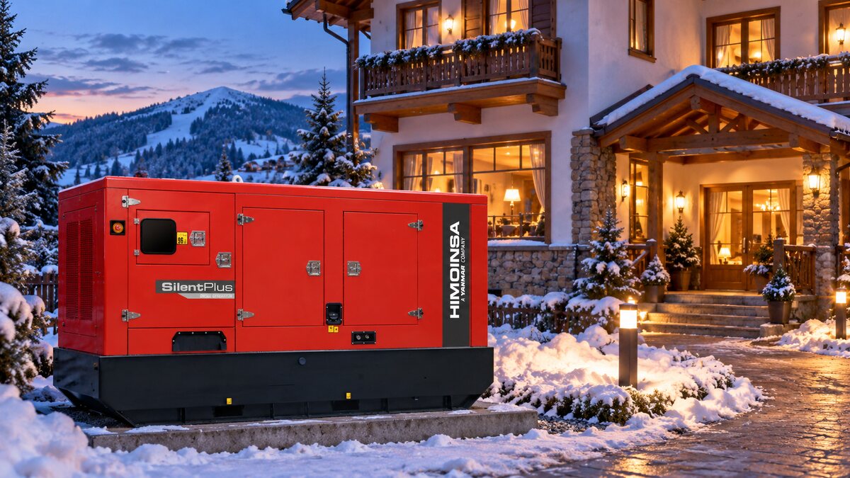 Generator Himoinsa amplasat în exteriorul unei pensiuni pregătite pentru sezonul de iarnă